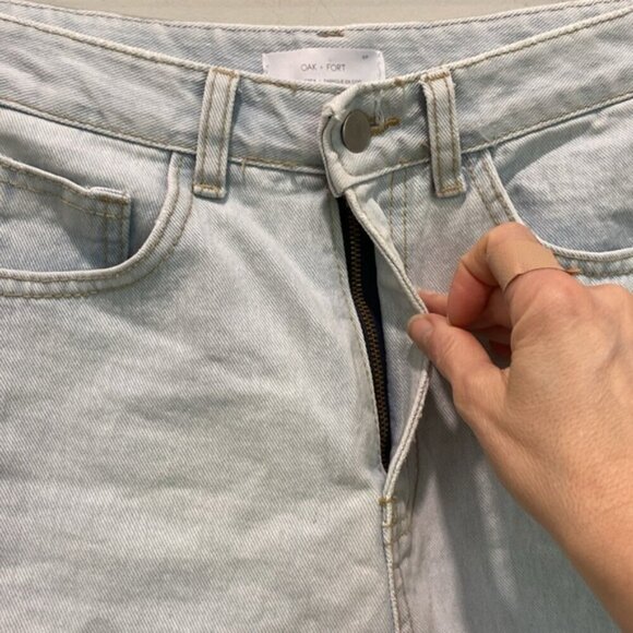 Oak & Fort Blue High Rise Cut off Jean shorts Size small - Picture 8 of 12